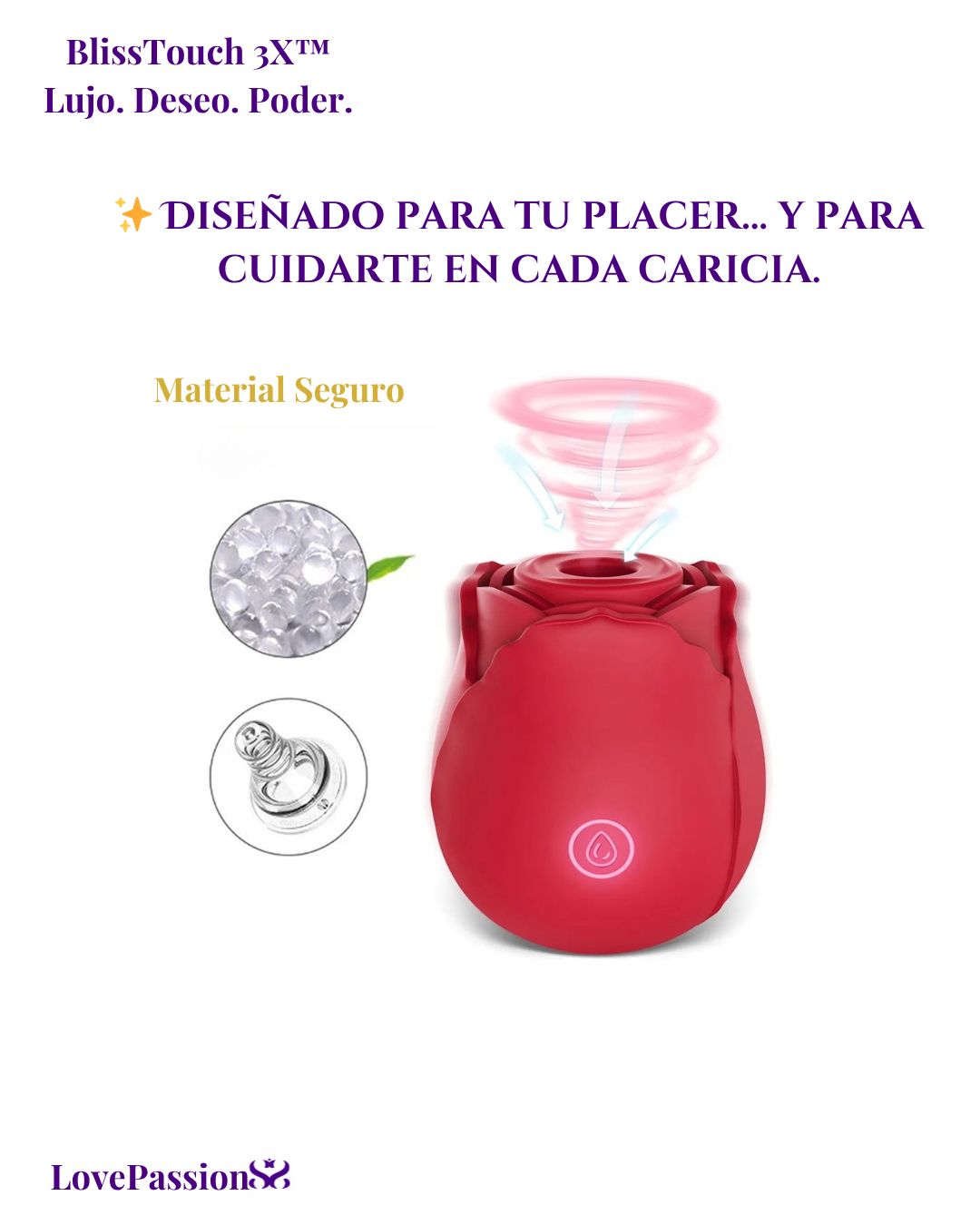 BlissTouch 3X™ – Rose Clitoral Sucking & Tongue Vibrator (Waterproof, Silent)